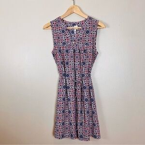 Pink Owl Sleeveless Boho Print Tie Waist Dress Size S